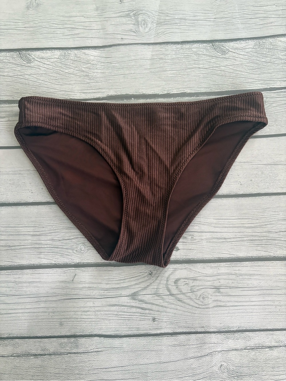 aerie Brown Ribbed Bikini Bottom